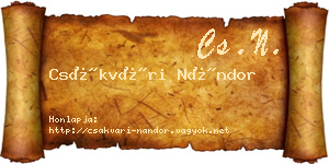 Csákvári Nándor névjegykártya